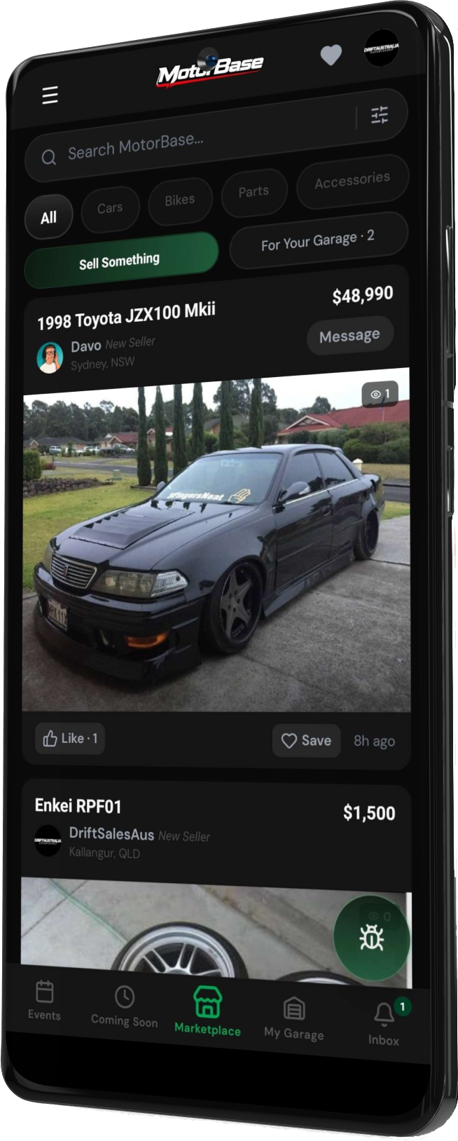 MotorBase Marketplace Screen